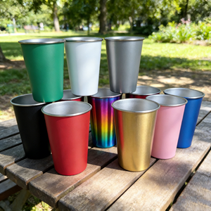 Offre Spéciale Noir – Verre à Bière en Acier Inoxydable à Paroi Simple de 20 oz, Design Classique, Gobelet Robuste en Métal pour Boissons et Jus, Idéal pour les Stades - Product Image 1