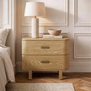 Nightstand In Natural Oak With Two Drawers For <b>Under</b> <b>Bed</b> <b>Storage</b> - Product Image 2