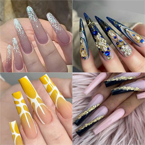 Nouvel Arrivage Faux Ongles 192 pièces Sans Soudure Formes Mixtes Couverture Complète Très Longs Ballerine Cercueil Stiletto Capsules d'Ongles en Gel Souple - Product Image 4