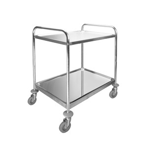 Carrello di Servizio a 2 Ripiani in Acciaio Inossidabile per Uso in Cucina e Ospedale - Product Image 1