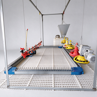 Système complet d'élevage au sol pour poulets de chair, ligne d'alimentation et d'abreuvement automatique pour volailles avec plancher en plastique à lattes