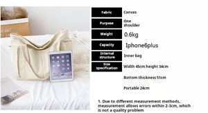 Trendy Large Simple Shoulder <b>Bag</b> with Custom Logo for Women Canvas Tote 2025 Broad Strap Handbag - Product Image 3