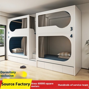 Cama litera de tamaño completo con panel de metal moderno estilo cápsula espacial, uso comercial, 1 año de garantía, para dormitorios escolares, albergues juveniles, personal de B&B - Product Image 2
