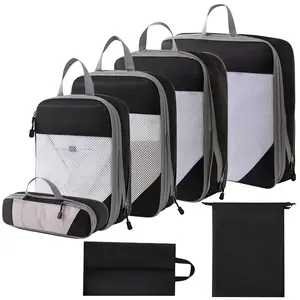 Custom all'ingrosso 7 set di compressione cubetti di imballaggio leggeri espandibili da viaggio vestiti di imballaggio organizer set di borse con calzini