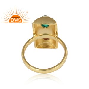 Bague en argent sterling avec écorce d'arbre Bague en plaqué or jaune Bague en grenat onyx et pierres précieuses Fournisseur de bijoux Collection classique - Product Image 3