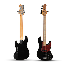 Basse électrique jazz professionnelle 5 cordes pleine taille de qualité supérieure avec micros actifs puissants, maniabilité fluide et son riche