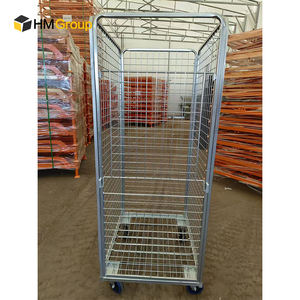 मी फोल्डेबल 4 साइड स्टोरेज 500 किलोग्राम क्षमता परिवहन धातु स्टील लॉन्ड्री ट्रॉली - Product Image 1