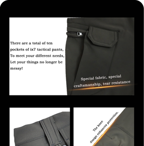 Pantaloni da lavoro tattici invernali da uomo impermeabili da esterno pantaloni da combattimento neri - Product Image 5