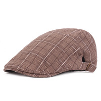 FF3670 Vintage artistes Plaid béret gavroche chapeau coton irlandais chasse conduite Cabbie Ivy chapeau plat gavroche casquette