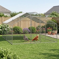 Grand enclos à poules, poulailler en métal galvanisé avec toit anti-UV, habitat extérieur pour 15-20 poulets de ferme