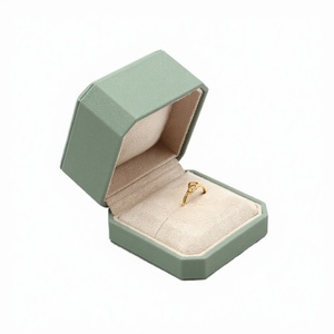 High Quality Green Eco-Friendly Octagon Jewelry Packaging <b>Box</b> for <b>Ring</b> Earring Necklace PU Leather Suede Velvet Jewelry <b>Box</b> - Product Image 4