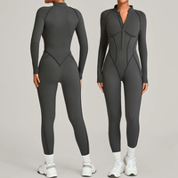Combinaison d'automne et d'hiver à col montant, combinaison de fitness intégrée avec fermeture éclair, combinaison de yoga haute performance pour l'exercice