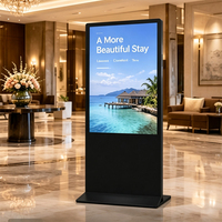 Layar LCD Iklan Digital Komersial 43-65 Inci, Totem Signage Digital Pintar untuk Dalam Ruangan, Kios Sentuh Android/Windows OEM
