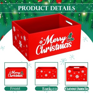 Caja de Almacenamiento Navideña Roja Rectangular para Escritorio Sin Tapa con Patrón de Letras 5266 - Product Image 5