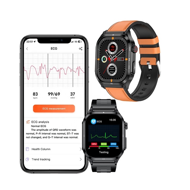 2.04 Inch Amoled Smartwatch Sos Emergency Call Blood Pressure Hrv Ecg Heart Rate Temperature Health Monitor Smart Watch