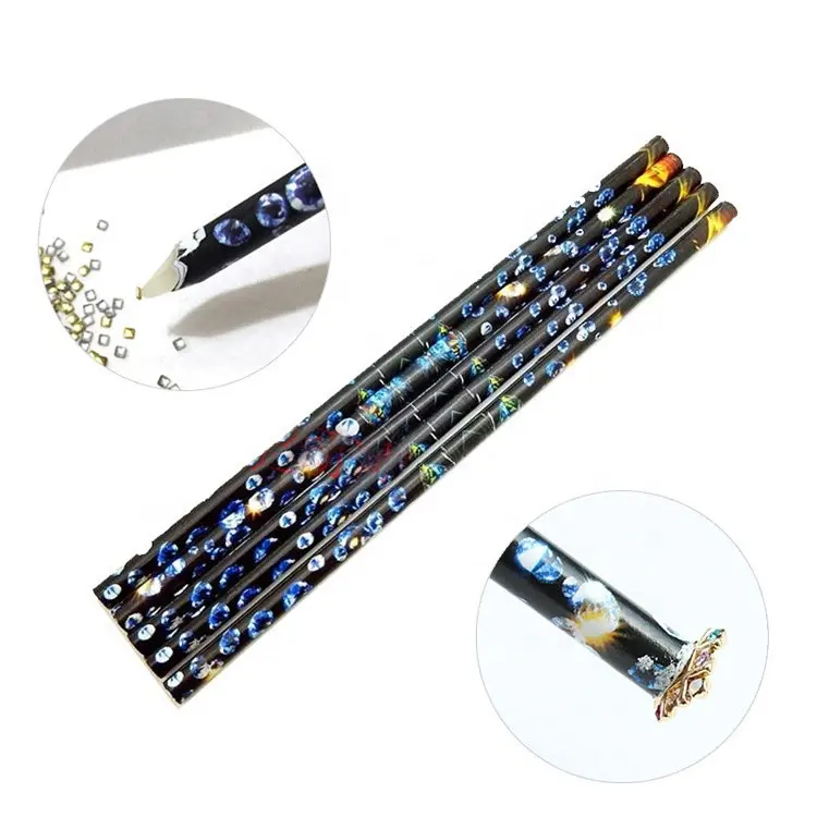 Commercio all'ingrosso autoadesivo nail art punteggiatura strumento strass picking pen diamond crystal wax pencil pens