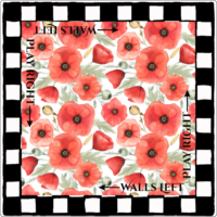 Tapis de mahjong imperméable Erming 31,5 pouces en mutispandex pour 4 joueurs, motif floral américain aquarelle, damier vintage coquelicot rouge