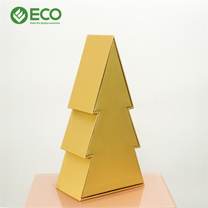 Scatola Regalo di Lusso Personalizzata a Forma di Albero di Natale in Oro, Confezione Pieghevole in Cartone per Esposizione Promozionale Festiva - Product Image 3