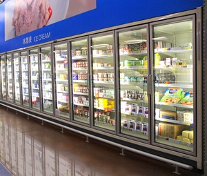 <span class=keywords><strong>Congelador</strong></span> <span class=keywords><strong>vertical</strong></span> de puerta de cristal ancha con control remoto para exhibición de helados en supermercados, <span class=keywords><strong>vitrina</strong></span> congeladora profunda para alimentos congelados - Product Image 1