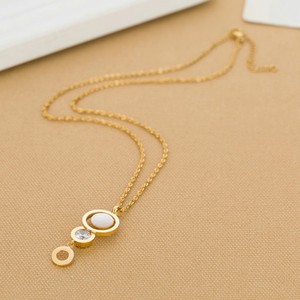 Collar con Colgante de Moda, Anillo Circular Geométrico, Cadena de Acero Chapada en Oro de 18K de Varias Capas, para Uso Diario - Product Image 4