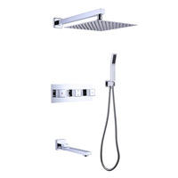 Hôtel de luxe en laiton salle de bain colonne de douche carrée support mural dissimulé avec robinets thermostatiques polis mélangeur de douche pluie