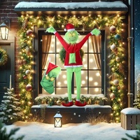 Décoration de Noël suspendue en peluche Père Noël et Grinch, Ornement amusant pour la maison, les fêtes, la porte et la fenêtre
