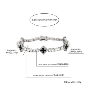 패션 네잎클로버 목걸이 지르코늄 테니스 체인 목걸이 세트 여성용 섬세하고 고급스러운 목걸이 - Product Image 2