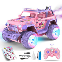 Coche Eléctrico Rosa con Función de Pulverización, Luces 24G, Capacidad de Escalada Todoterreno y Evitación de Obstáculos, Modelo Superventas en TikTok