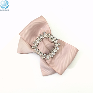 ミニマリストの淡いピンクのボウノット靴クリップクリスタルウェビングの弓のバックル結婚式の靴のブローチレディース靴の装飾 - Product Image 5