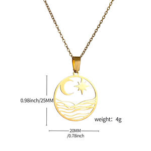 สร้อยคอจี้รูปดาวพระจันทร์กลวงสแตนเลสใหม่สำหรับผู้หญิงผู้ชาย สร้อยคอแบบโชคเกอร์  เครื่องประดับแฟชั่น ขายส่ง - Product Image 5