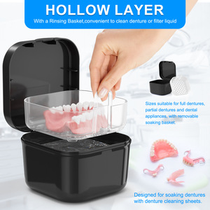 High-quality European-style large-capacity denture <b>case</b>, orthodontic <b>retainer</b> storage box, denture storage and dental care box - Product Image 1