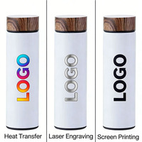 Bouteille d'eau isotherme en acier inoxydable sans BPA de 500 ml, avec couvercle en bois anti-fuite, vente en gros pour le bureau, les voyages et les cadeaux de vacances