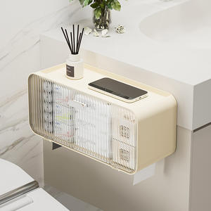 B3093 ชั้นวางของในห้องน้ำสีครีมขาว 50X30 ซม. ชั้นวางของติดผนังทรงสี่เหลี่ยมสำหรับอุปกรณ์อาบน้ำและเครื่องสำอาง ดีไซน์ทนทาน - Product Image 4