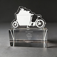 Plaque en cristal personnalisée Neelpure 186382 avec motif de vélo cargo et texte pour ornement de bureau unique