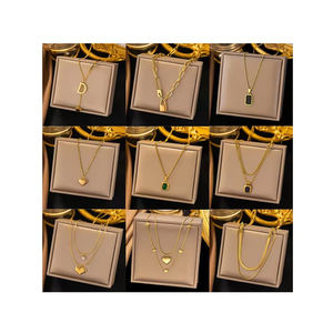 Collier Personnalisé de Luxe en Acier Titane Plaqué Or Véritable 18k Inaltérable, Chaîne de Clavicule Polyvalente et Tendance pour Femme - Product Image 1