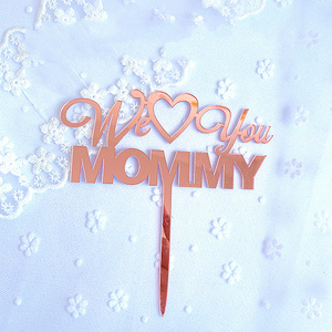 Adorno de Pastel Acrílico con la Frase "<span class=keywords><strong>Te</strong></span> Amamos Mamá" para el Día de la Madre, Decoración Floral para Pastel de Cumpleaños, Suministros para Postres DIY - Product Image 2