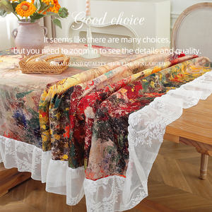 Nuovo Design 2025 <span class=keywords><strong>Tovaglie</strong></span> Riutilizzabili e Lavabili con Bordo in Pizzo Stile Pastorale Francese Effetto Acquerello <span class=keywords><strong>per</strong></span> Decorazione Tavoli - Product Image 3
