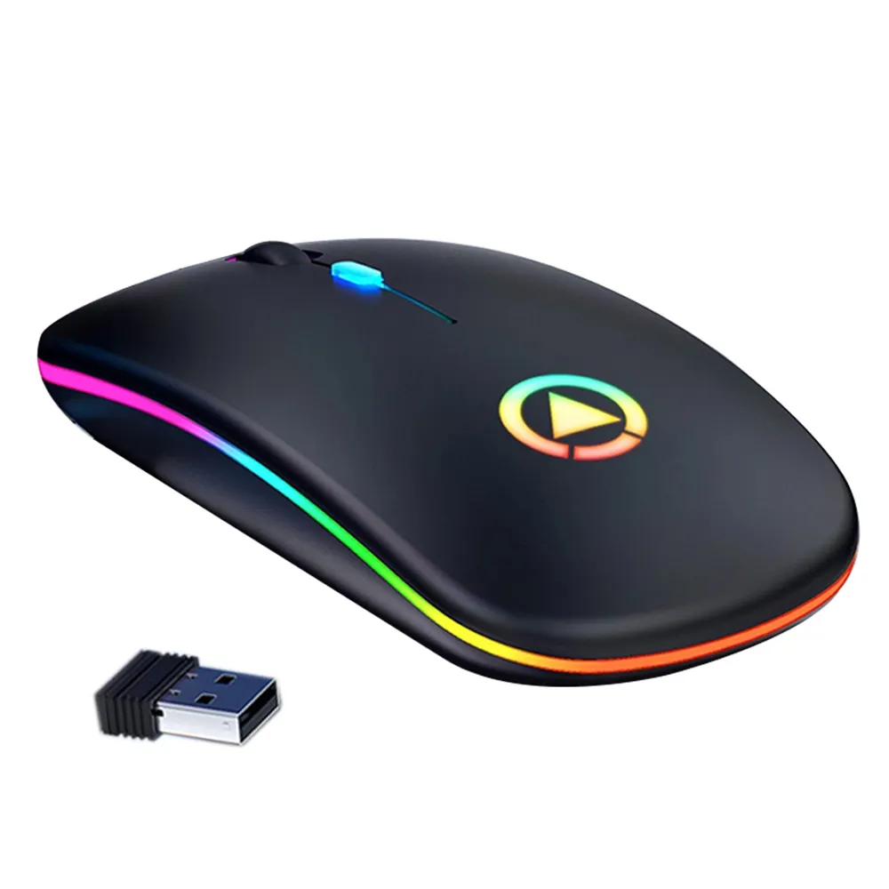 A2 Mouse Optik Nirkabel 2.4GHz USB, Mouse Optik Ergonomik untuk Laptop PC dengan Baterai Dapat Diisi Ulang