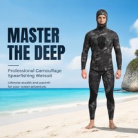 Combinaison de plongée à capuche en néoprène à cellules ouvertes avec pantalon taille haute pour la pêche sous-marine