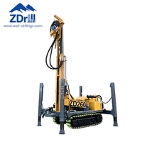 Foreuse de puits montée sur chenilles ZD260, machine de forage robuste de 6 tonnes avec stabilisateurs de 1,5 m de hauteur pour le forage des sols et des roches.