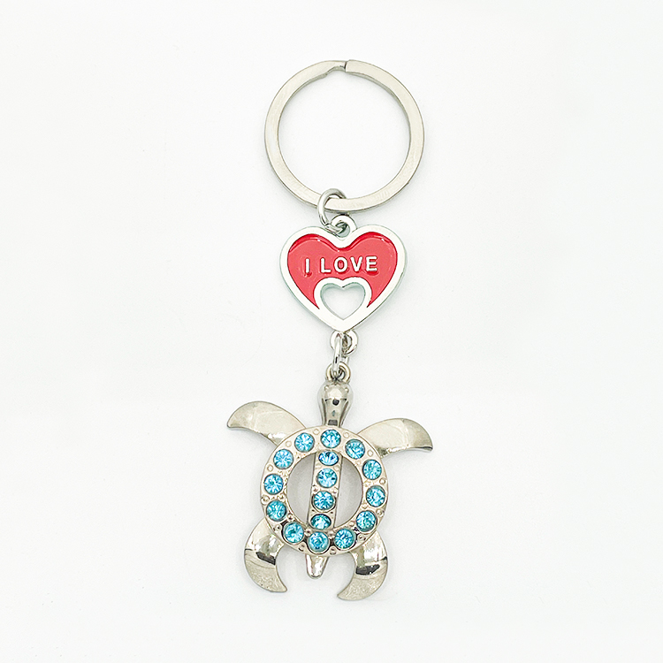 Chaveiro de metal com logotipo personalizado Travelpro, chaveiro de tartaruga marinha com strass e cristal, chaveiro de animal, acessório de lembrança