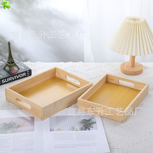Plateau à pain en bois rectangulaire, plateau de service en bois massif pour la maison, la cuisine, le rangement de la vaisselle à thé, style simple, petite et grande taille - Product Image 4