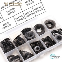 Assortiment de bagues de retenue pour roulements, 280 pièces, M3 M4 M5 M6 M8 M10 M12, rondelles en acier oxydé noir