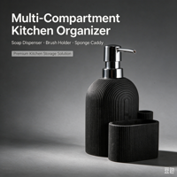 Distributeur de savon multifonctionnel noir avec éponge