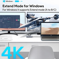 Base de Conexión Universal para Portátil USB-C 12 en 1, Salida de Video Triple MST Hub con HDMI Dual 4K, VGA, RJ45 Ethernet, Adaptador de Entrega de Energía de 100W