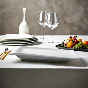 Grande rettangolo moderno stoviglie in ceramica in porcellana piatto da portata e bistecca per il servizio di ristorazione - Product Image 1