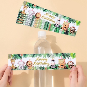 Autocollants pour bouteilles d'eau avec animaux de la jungle, étiquettes <span class=keywords><strong>joyeux</strong></span> <span class=keywords><strong>anniversaire</strong></span> pour enfants, décorations de fête Safari, 10/20 pièces - Product Image 5