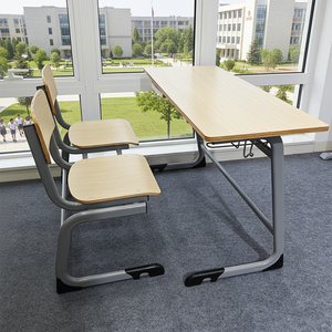 Aoyasi Aoyasi-001 Modern School Classroom Student <b>Study</b> <b>Desk</b> Chair Set Heavy Duty Steel Plastic Double 3-Year Aoyasi-001 f - Product Image 2