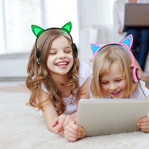 Trasduttore auricolare variopinto cuffia auricolare led per bambini cuffie del gatto del fumetto - Product Image 3