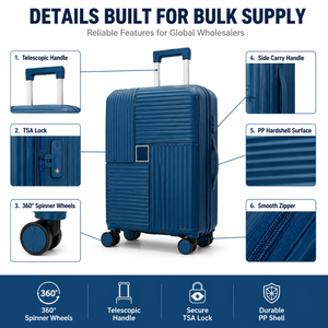 Ensembles <span class=keywords><strong>de</strong></span> bagages rigides en PP avec roues pivotantes, logo personnalisé, valises à roulettes durables pour les distributeurs - Product Image 3